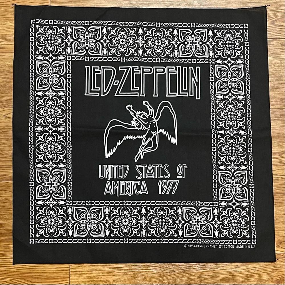 Led Zeppelin Icarus black bandanna made in USA